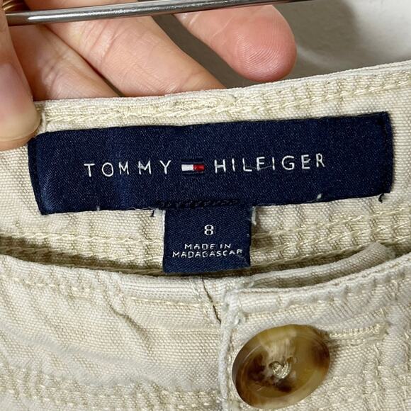 Tommy Hilfiger Women's Cargo Pants 8 Khaki Beige Wide Leg Chino High Rise Retro - Picture 7 of 9